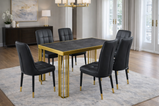 Windsor MDF Marble Effect High Gloss Windsor Dining Table (No Chairs Included) with Optional Gold Or Black Frame