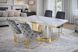Louis Modern Hammered Design Dining Table, Sintered Stone Top , Black, Grey Or White