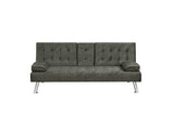 James Modern Convertible Sofabed with Cupholder – Black PU & Grey Fabric