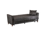 Donence Sofabed in Grey in Suede Clic clac 3 Seater Sofabed with Storage & Free 2 Cushions