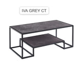 Iva Coffee Table With Bottom Shelf In White , Black And Grey