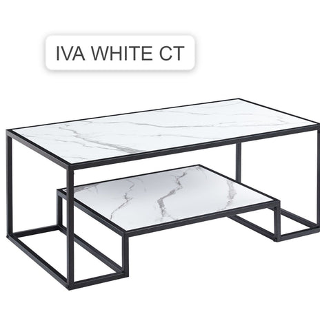Iva Coffee Table With Bottom Shelf In White , Black And Grey