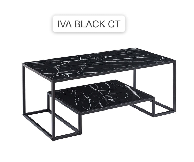 Iva Coffee Table With Bottom Shelf In White , Black And Grey