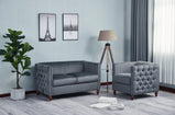 Rare Chesterfield Style Compact Sofa Set 3+2+1 Seater Armchair  In Plush Velvet