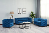 Rare Chesterfield Style Compact Sofa Set 3+2+1 Seater Armchair  In Plush Velvet