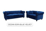 7Star Ocean Chesterfield Style Sofa Set 3+2 Seater Armchair  In Velvet , Faux Leather In Various Colours