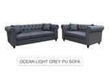 7Star Ocean Chesterfield Style Sofa Set 3+2 Seater Armchair  In Velvet , Faux Leather In Various Colours