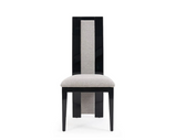 Raphael Modern High Back Dining Chair, Grey Fabric, High Gloss Wood