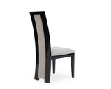 Raphael Modern High Back Dining Chair, Grey Fabric, High Gloss Wood