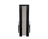 Raphael Modern High Back Dining Chair, Grey Fabric, High Gloss Wood